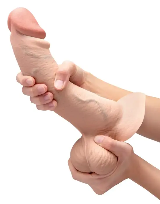 b-Vibe Slipskin išlenktas dildo – 22.3 cm (8.8″) – kūno spalva Photo