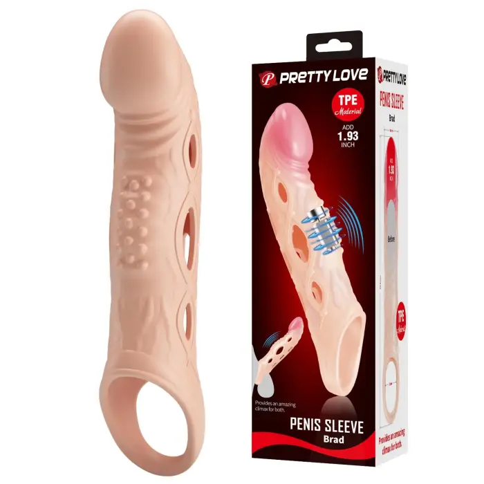 PRETTY LOVE BRAD Penis Sleeve with Vibration – 15 cm (6″) – Pink