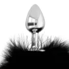 Darkness – silikoninis analinis kaištis su dirbtinio kailio uodega – juodas – 7 cm — Nuotrauka 3