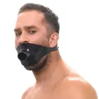 LateX – lateksa maska ar atvērtu mutes aizbāzni – melna — Foto 2