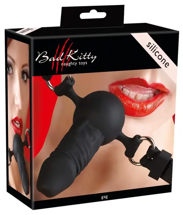 Silicone Penis-Design Ball Gag – Black