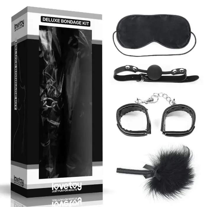 Deluxe Bondage Kit – cuffs, ball gag, feather tickler & blindfold