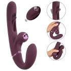 Javida Strapless Strap-On Flic dubultais vibrators – rozā — Foto 2
