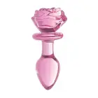 Rozā rozes formas stikla anālais spraudnis – 10 cm (4″) — Foto 2