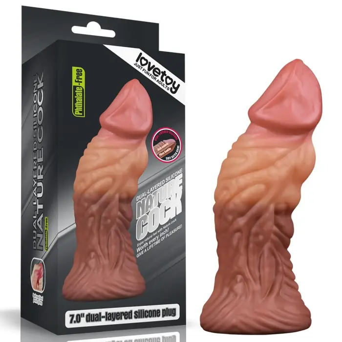 Love Toy Реалистичный двухслойный силиконовый дилдо с присоской – 18 см (7″) – Телесный