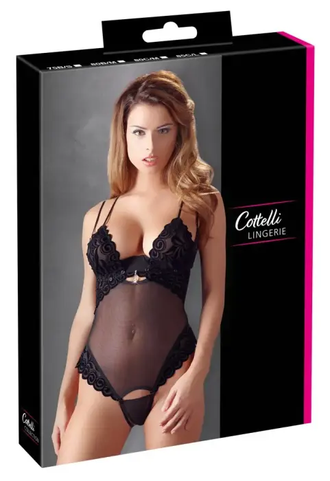 Cottelli LINGERIE Powernet bodis – juodas – 75B/S