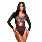 Playboy Lingerie Cover Girl Teddy November Sheer Bodysuit – Black – XL — Photo 1