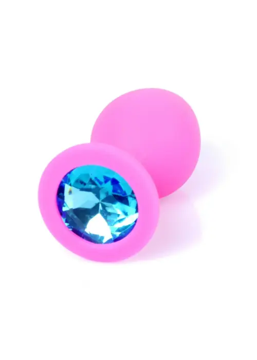 Plug-Jewellery Rozā anālais spraudnis ar gaiši zilu dimantu – 8 cm (3.1″)