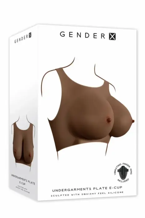 Gender X Undergarments Plate silicone breast vest – E cup – dark skin tone