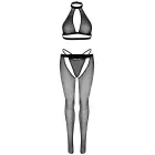 Комплект из топа в сетку, стрингов и колготок со стразами – чёрный – One Size — Фото 5