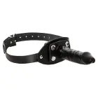 ZADO Leather Gag with Removable Dildo – Black — Photo 6