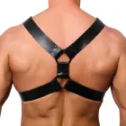 Red Leather Harness S/M Black – Adjustable Cowhide Strap System — Photo 2