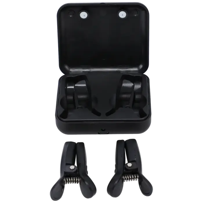 Vibro Grippers vibrējošas krūšu galu skavas ar futrāli – melnas Foto 3