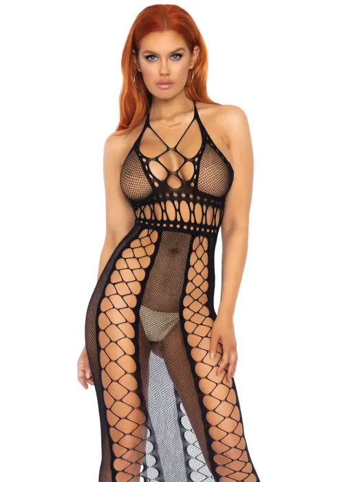 Backless Dress with Faux Lace Up Detail