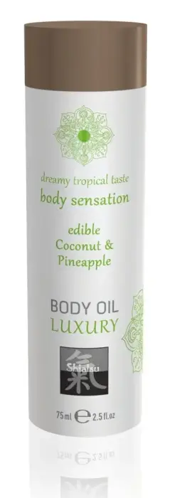 HOT Luxury ķermeņa masāžas eļļa ar kokosriekstu un ananāsu aromātu – 75 ml