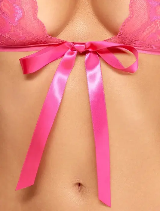 kissable mežģīņu apakšveļas komplekts – rozā – S/M Foto 6