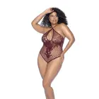 Floral Fishnet Bodysuit – Queen Size – Cherry — Photo 2