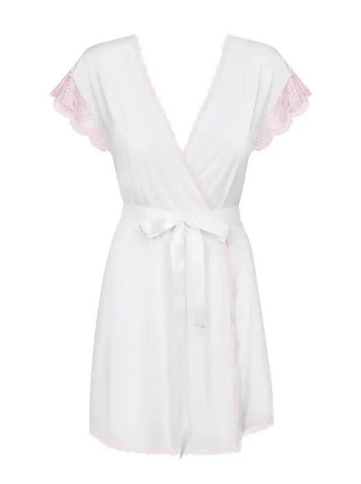 Girlly halāta un stringu komplekts – balts – S/M Foto 7