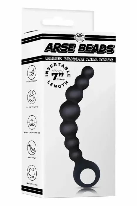 NMC 7 Inch Ribbed Silicone Beads – black – flexible graduated design – 17.8 cm