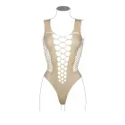 Bodijs ar dziļu V-izgriezumu un necaurspīdīgiem dekoriem – One Size Foto 9