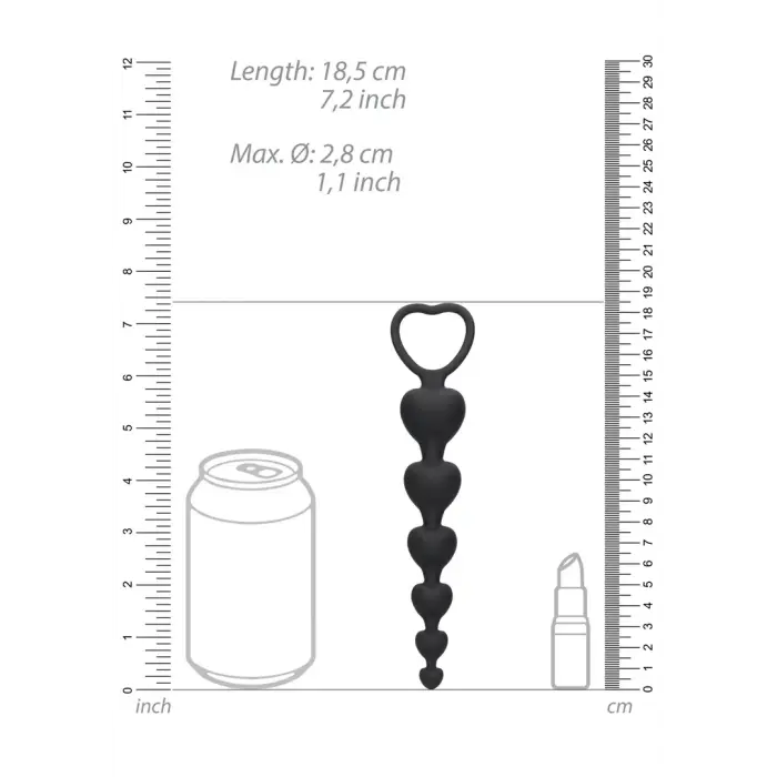 Anal Heart Beads – 10.5 cm (4.1″) – Black Photo
