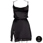 Open Back Silk Dress with Criss-Cross Straps and Slit – Plus Size – Black — Photo 4