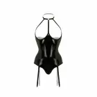 Christine Bodysuit Dark Desire – bodysuit ar atvērtiem kausiņiem, lateksa imitācija – melns – XXL — Foto 6