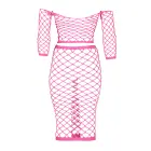 Neon Pink Long Sleeve Crop Top and Long Skirt Set – Plus Size — Photo 6