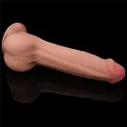 LoveToy King Sized Sliding Skin Dual Layer Dong – realistiškas dildo – TPE – kūno spalvos – 29,2 cm — Nuotrauka 5
