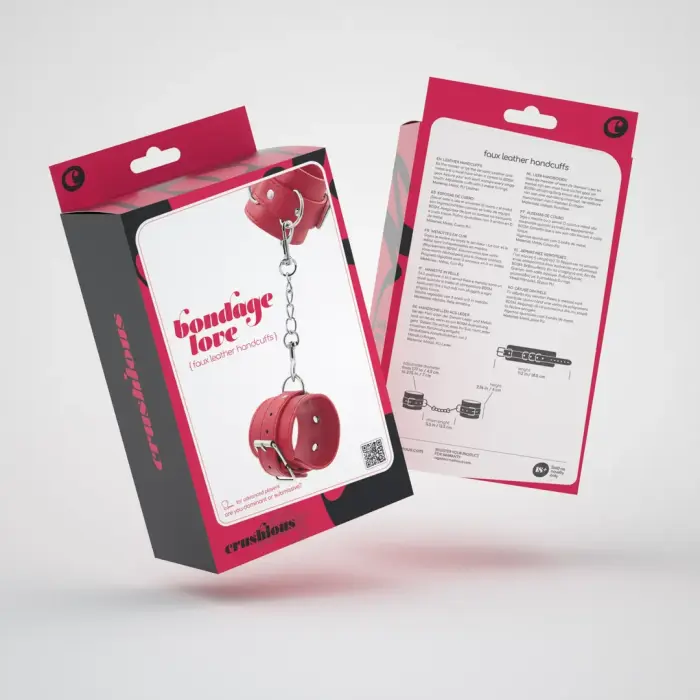Bondage Love Faux Leather Handcuffs – Red