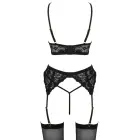 Cottelli LINGERIE pitsrinnahoidja, sukahoidjavöö ja avatud stringid – must – 90B/XL — Foto 9