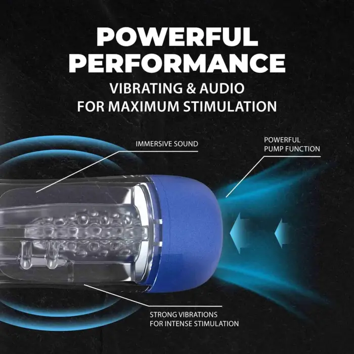 SonicPull - Siurbimo ir vibracijos masturbatoriaus siurblys – Daugialypės terpės patobulinimas – Mėlyna metalikė Photo