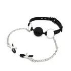Kiotos X Silicone Ball Gag with Nipple Clamps — Photo 1