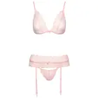 Kissable Rose комплект белья из трёх предметов с подвязками и кружевным декором – L/XL – розовый — Фото 4