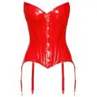 Black Level Shiny Vinyl Corset with Suspenders – Red – S — Photo 8