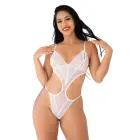 Cut-out Peek-a-Boo Lace Bodysuit – White – L/XL — Photo 3