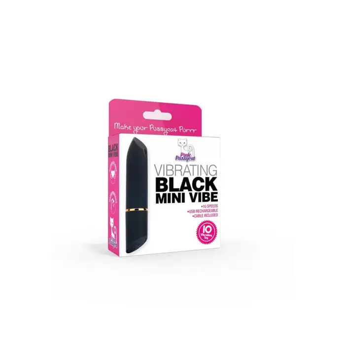 Pink Pussycat Black Mini Vibrator – Waterproof