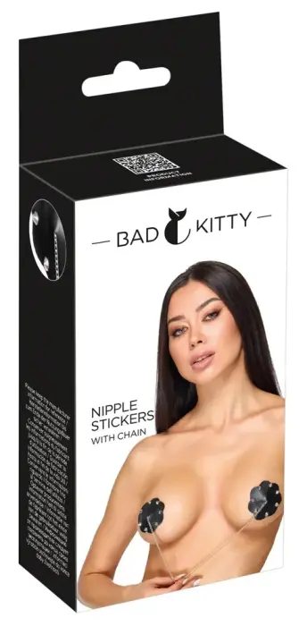 Bad Kitty Nipple Stickers with Chain – Black