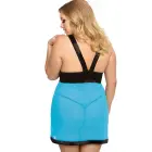 LIESSA XXL+ Бирюзовая сорочка с чёрными акцентами и стрингами Фото num