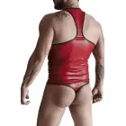 Vyriškas wetlook marškinėliai be rankovių ir stringų komplektas su dekoratyvia priekine juosta – raudonas – S Photo