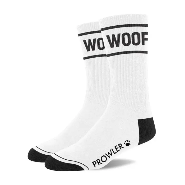 Prowler RED "WOOF" socks – white / black