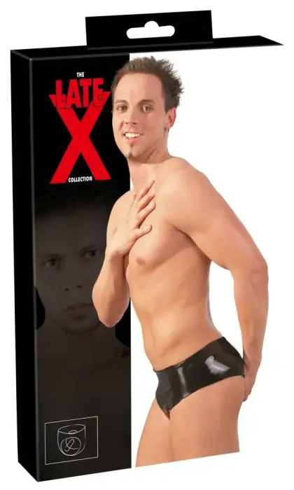 Latex Men's Briefs with Anal Dildo – Black – M/L