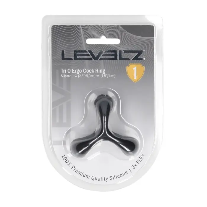 LEVELZ Tri-O Ergo silikona dzimumlocekļa gredzens – melns
