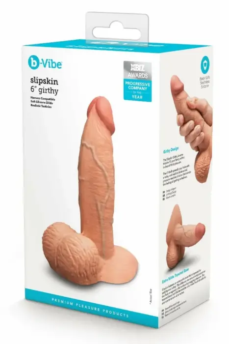 b-Vibe Slipskin – силиконовый дилдо с реакцией на давление – объёмный – 6 дюймов