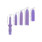 Dr. Laura Berman uzlādējamo dilatoru komplekts ar 4 fiksējamajiem izmēriem un uzmavu – violets Foto 4