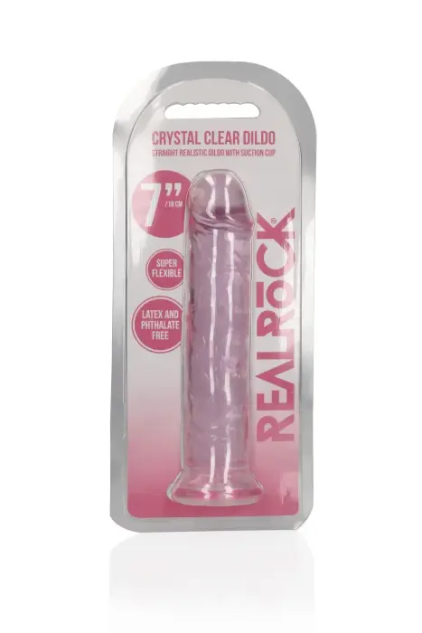 Taisns reālistisks dildo ar piesūcekni – 20 cm (7.9″) – Caurspīdīgs