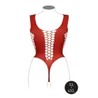 Bodijs ar dziļu V-izgriezumu un necaurspīdīgiem dekoriem – Queen Size – sarkans Foto 8