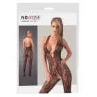 Tīkliņa catsuit ar kakla siksniņām un atvērtu starpkāju – melns – S/M Foto 1