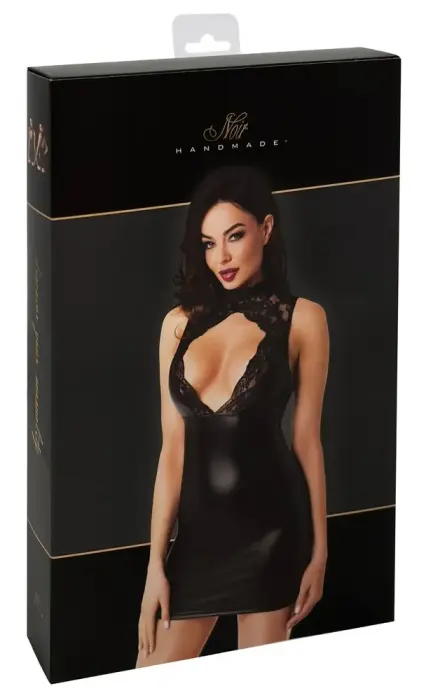 Noir Orgia Mini Dress with Lace – Black