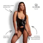 Vixen - Wet Look Basque Set - One Size - Black — Фото 4
